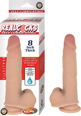 Realcocks Self Lubricating 8 Inch Thick White Bendable Dong Beige Dongs Realistic